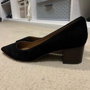 Crown Vintage Juryan Black Suede Leather Pumps Block Heels Size 10